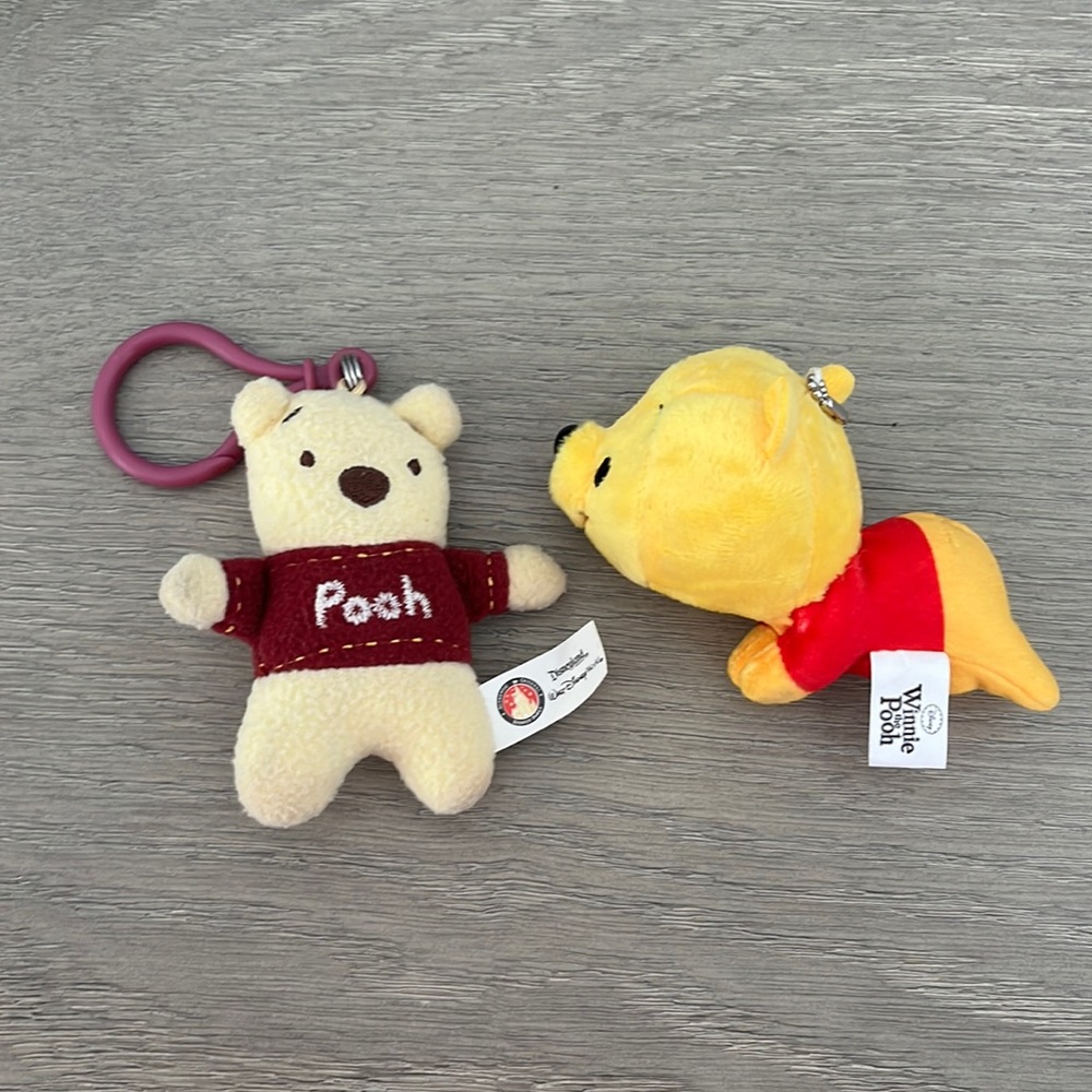 2 Disney Winnie the Pooh Plush Keychains